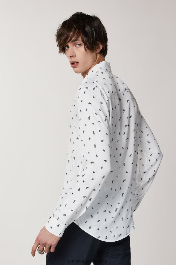 strój Patrizia Pepe mikrokaktus mężczyźni koszula ze wzorem diagonalnym 8664881029