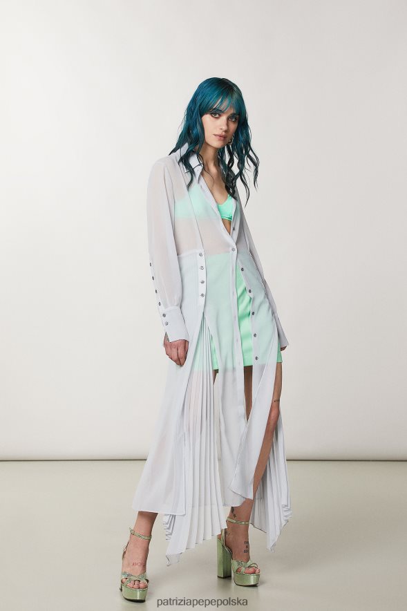 strój Patrizia Pepe mineralny szary kobiety plisowana sukienka z krepy 866488124