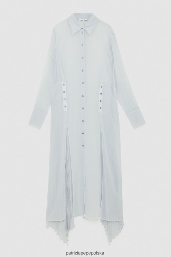 strój Patrizia Pepe mineralny szary kobiety plisowana sukienka z krepy 866488124
