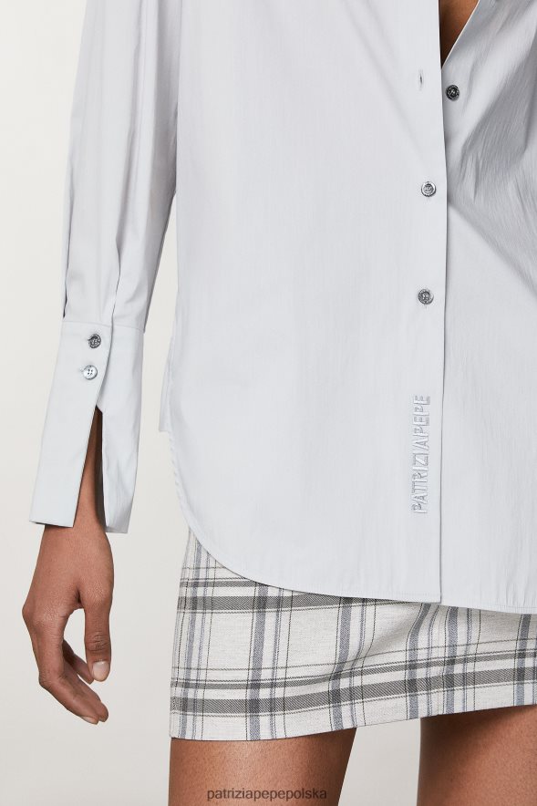 strój Patrizia Pepe mineralny szary kobiety rozciągliwa bawełniana koszula 866488123