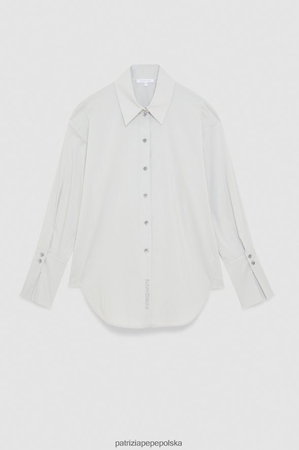 strój Patrizia Pepe mineralny szary kobiety rozciągliwa bawełniana koszula 866488123