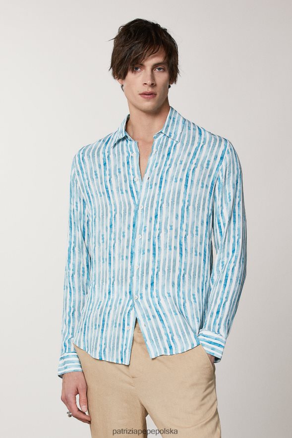 strój Patrizia Pepe nieregularne paski mężczyźni koszula ze wzorem diagonalnym 8664881014