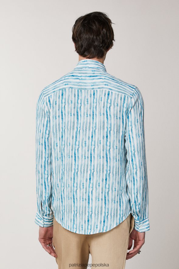 strój Patrizia Pepe nieregularne paski mężczyźni koszula ze wzorem diagonalnym 8664881014