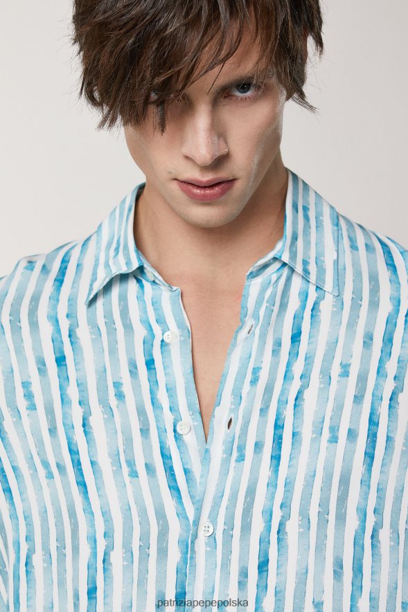 strój Patrizia Pepe nieregularne paski mężczyźni koszula ze wzorem diagonalnym 8664881014