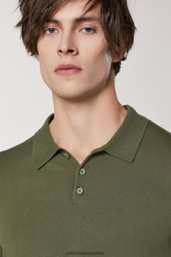 strój Patrizia Pepe oliwka kapuletowa mężczyźni koszulka polo z krótkim rękawem 8664881006