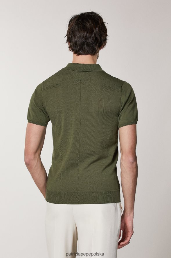 strój Patrizia Pepe oliwka kapuletowa mężczyźni koszulka polo z krótkim rękawem 8664881006