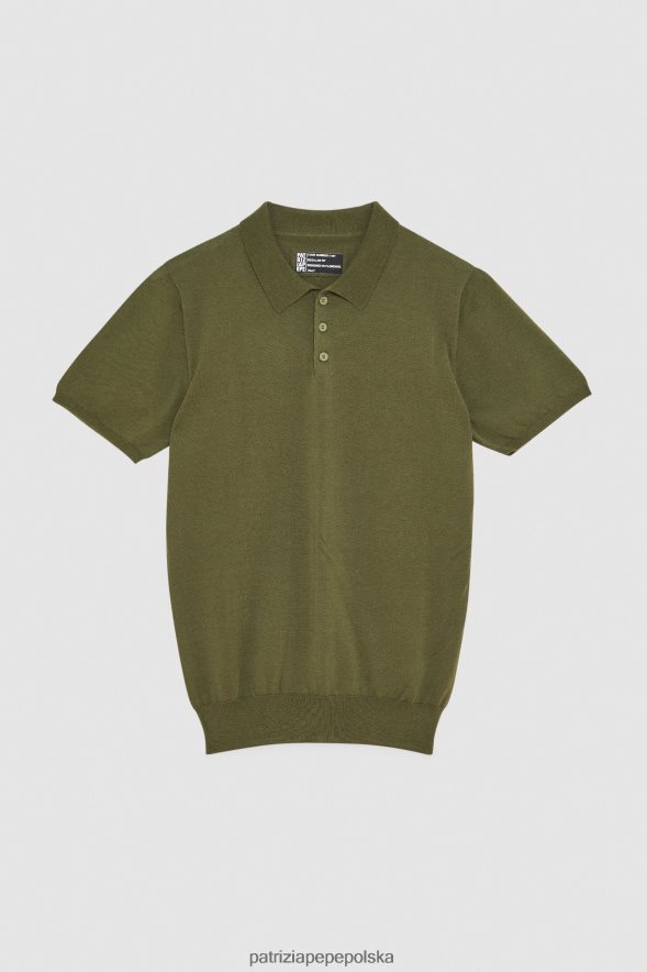 strój Patrizia Pepe oliwka kapuletowa mężczyźni koszulka polo z krótkim rękawem 8664881006