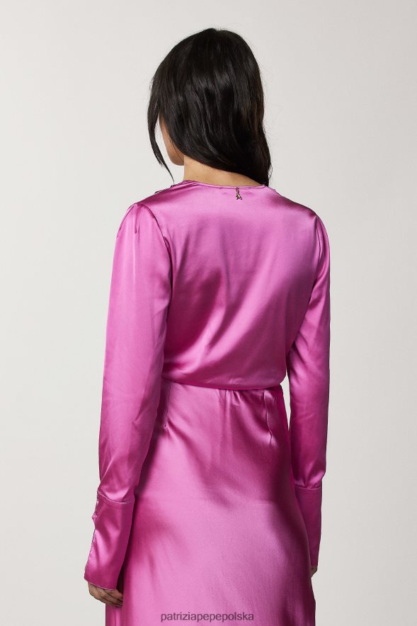 strój Patrizia Pepe orchidea fioletowa kobiety koszula z satyny wiskozowej 866488532