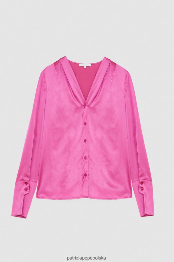 strój Patrizia Pepe orchidea fioletowa kobiety koszula z satyny wiskozowej 866488532