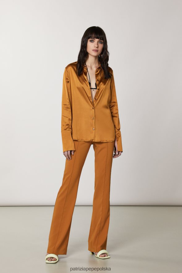 strój Patrizia Pepe pikantny brąz kobiety zwiewna satynowa koszula 866488544