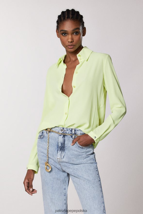 strój Patrizia Pepe słoneczna limonka kobiety wiskozowa koszula 866488418