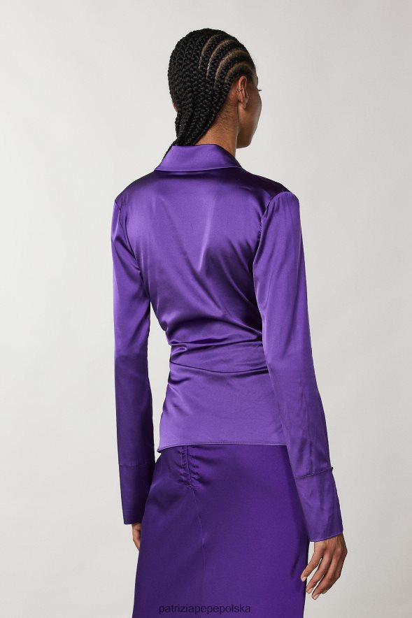 strój Patrizia Pepe seksowny fiolet kobiety Koszula z długim rękawem 866488345