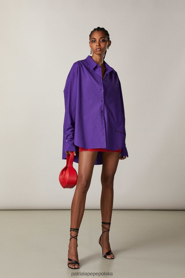 strój Patrizia Pepe seksowny fiolet kobiety oversize'owa koszula 866488675