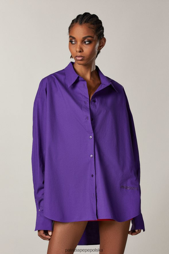 strój Patrizia Pepe seksowny fiolet kobiety oversize'owa koszula 866488675