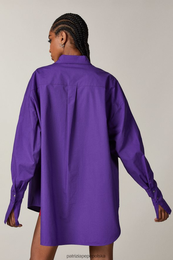 strój Patrizia Pepe seksowny fiolet kobiety oversize'owa koszula 866488675