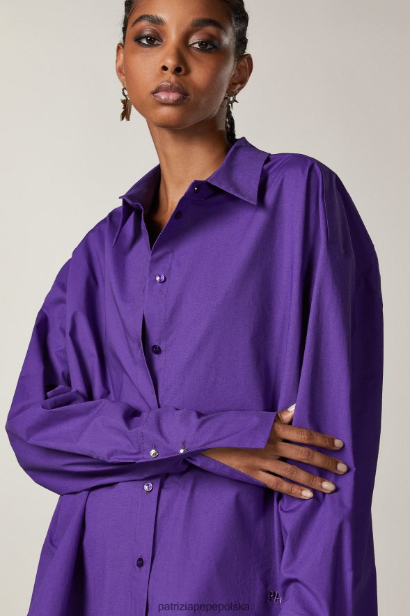 strój Patrizia Pepe seksowny fiolet kobiety oversize'owa koszula 866488675