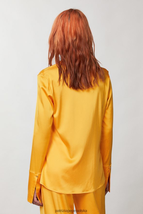 strój Patrizia Pepe soczysta pomarańcza kobiety satynowa koszula 866488318