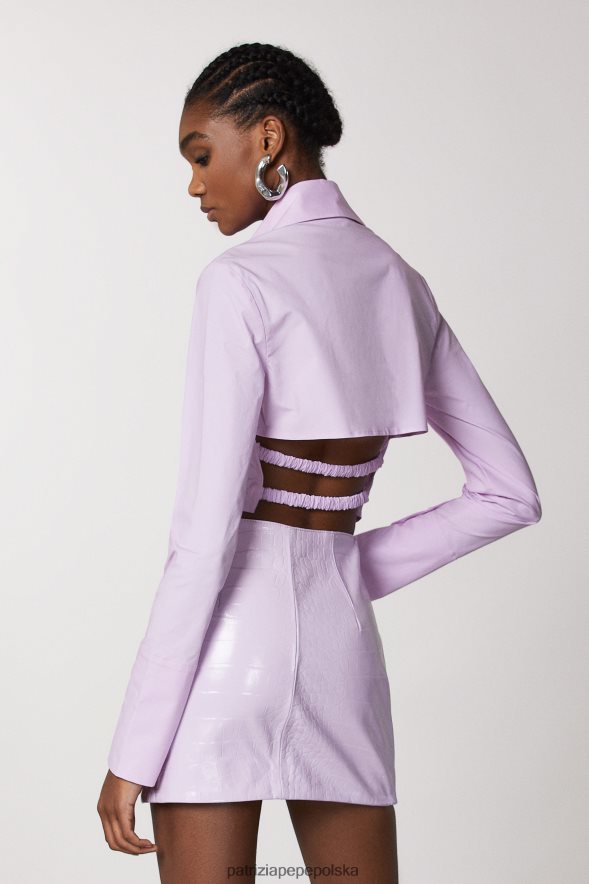 strój Patrizia Pepe świeży liliowy kobiety Krótka koszula z popeliny 866488472