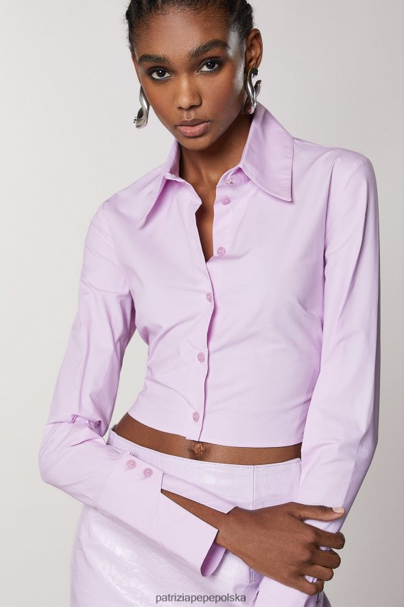 strój Patrizia Pepe świeży liliowy kobiety Krótka koszula z popeliny 866488472