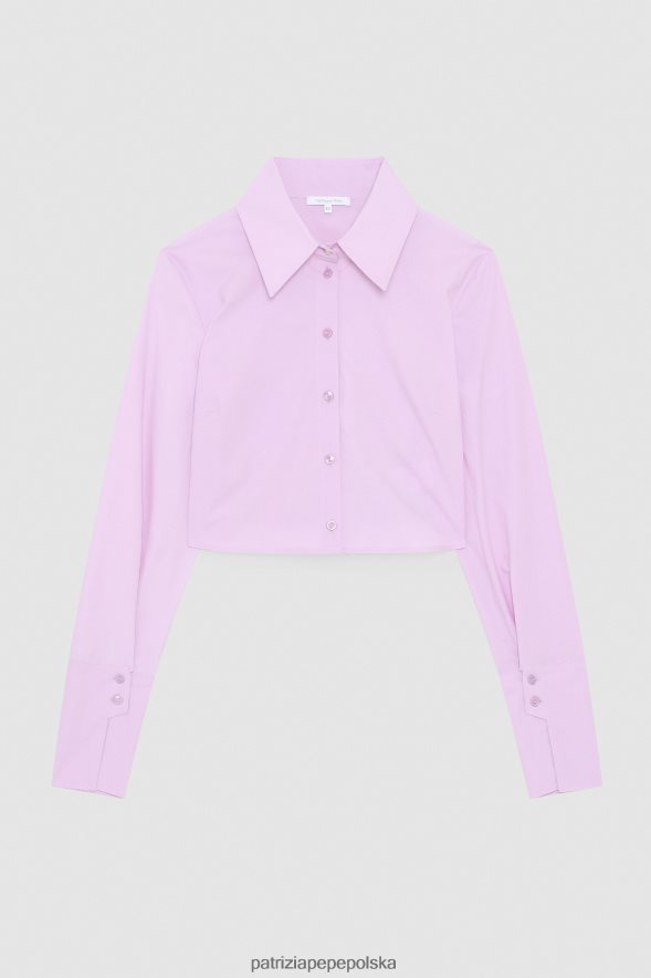 strój Patrizia Pepe świeży liliowy kobiety Krótka koszula z popeliny 866488472