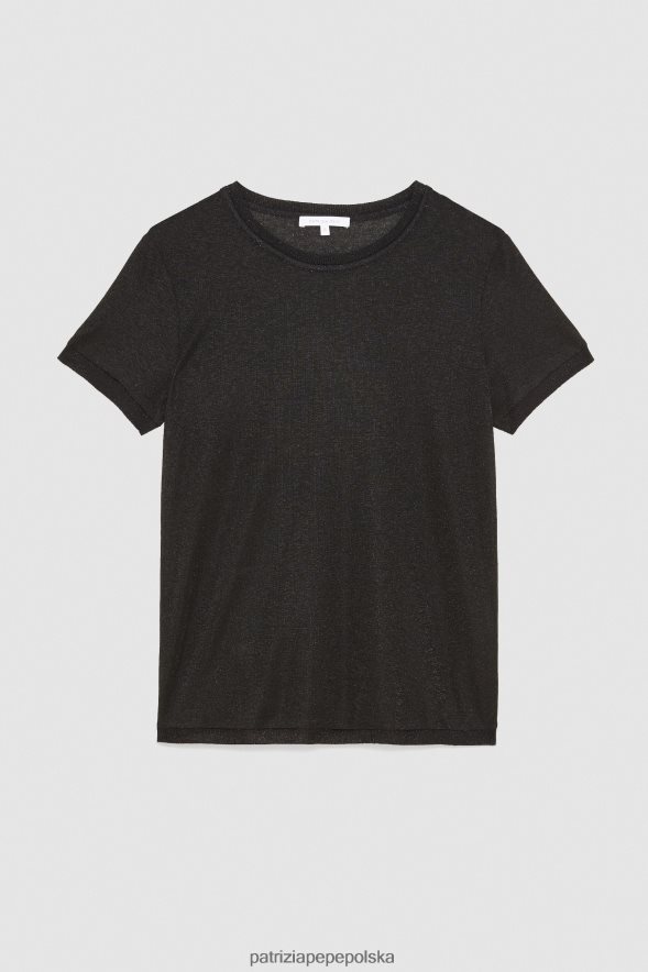 strój Patrizia Pepe Nero Lurex kobiety Lureksowa koszulka z krótkim rękawem 866488152