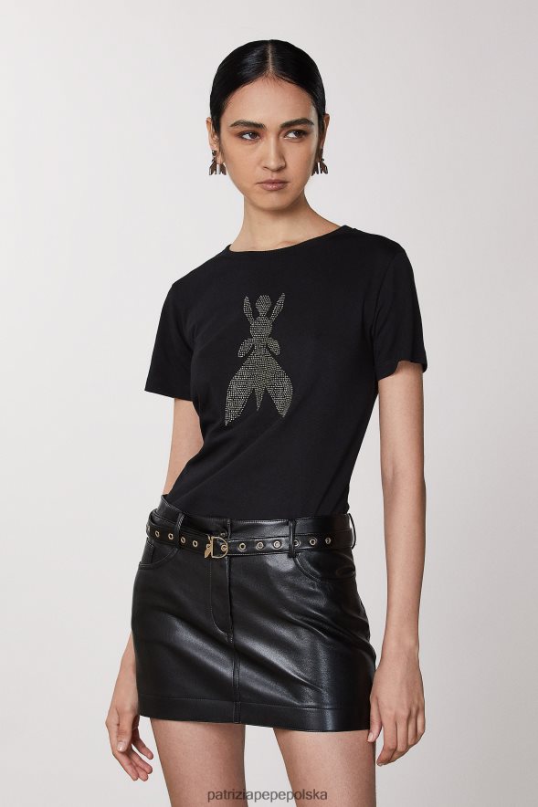 strój Patrizia Pepe Nero kobiety dżersejowa koszulka z krótkim rękawem 866488568