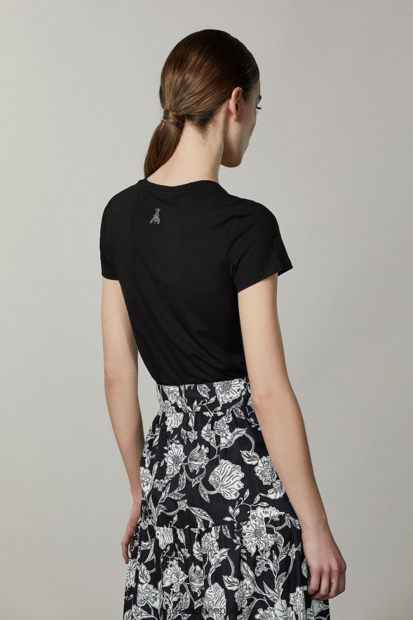 strój Patrizia Pepe Nero lata kobiety niezbędna koszulka ze stretchem 866488684