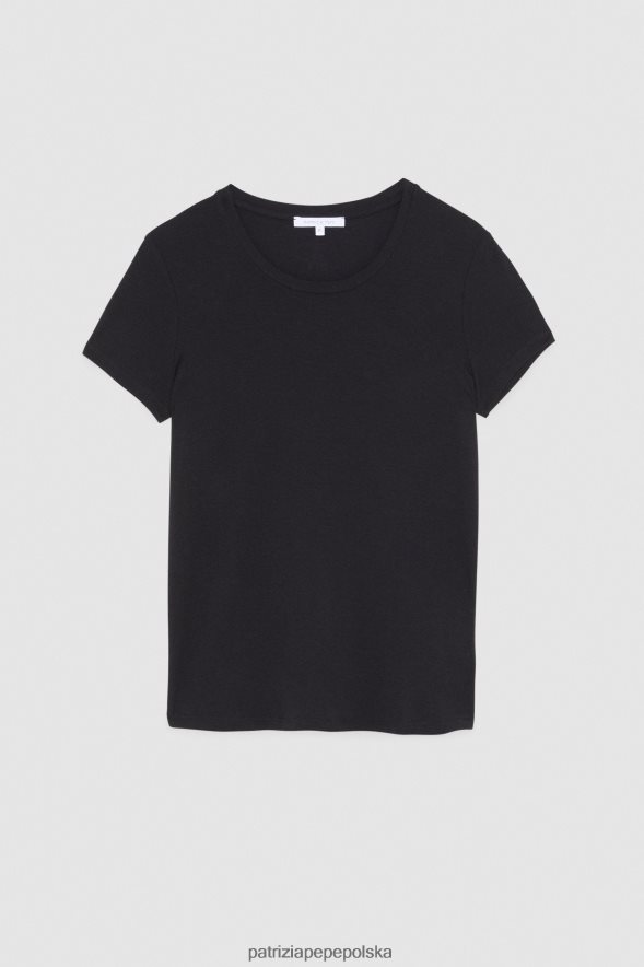 strój Patrizia Pepe Nero lata kobiety niezbędna koszulka ze stretchem 866488684