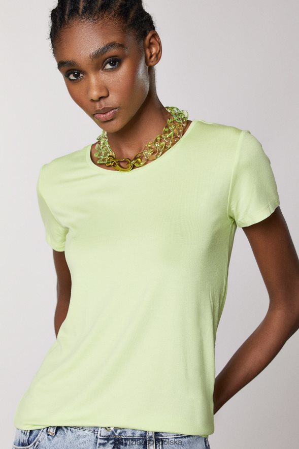 strój Patrizia Pepe słoneczna limonka kobiety wąska koszulka z logo 866488457