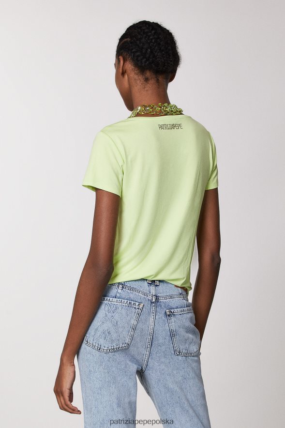 strój Patrizia Pepe słoneczna limonka kobiety wąska koszulka z logo 866488457