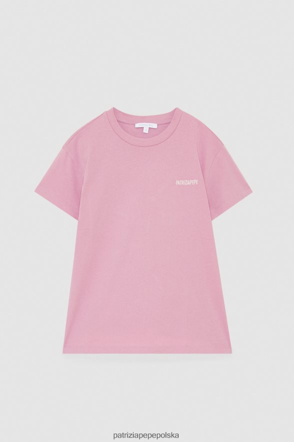 strój Patrizia Pepe umyty fiolet kobiety koszulka z nadrukiem 866488225
