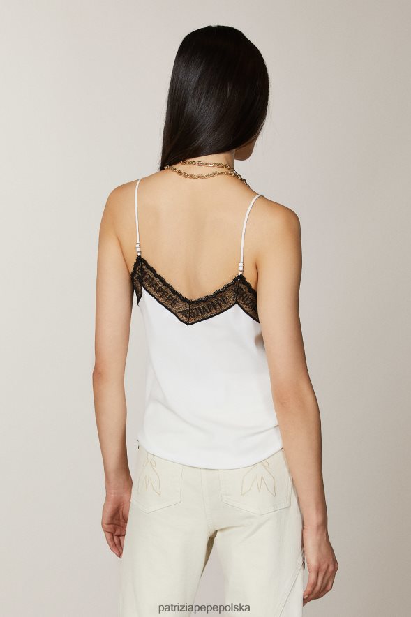 strój Patrizia Pepe Bianco kobiety koronkowy top 866488610
