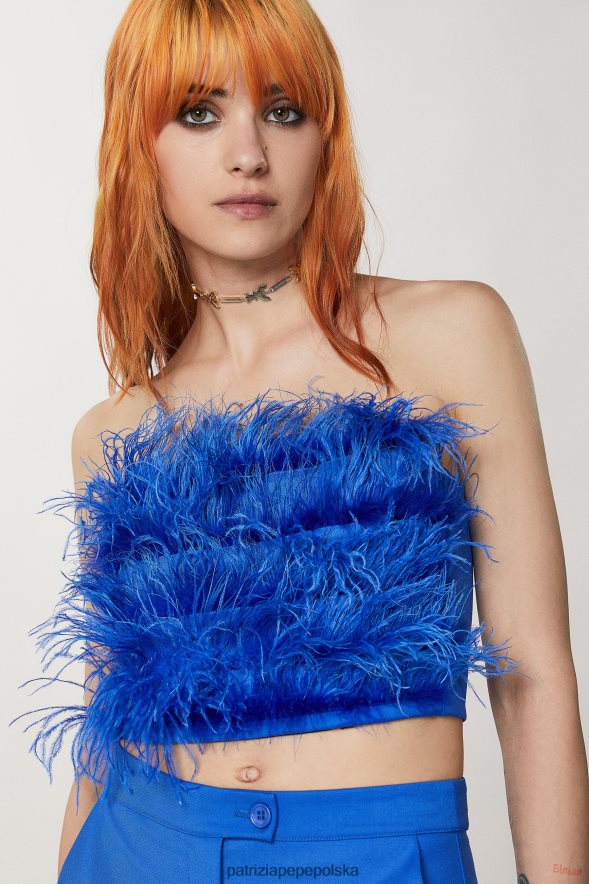 strój Patrizia Pepe Blue Ray kobiety Top z flanelowego piórka 8664888