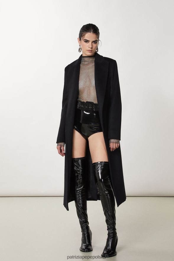 strój Patrizia Pepe Nero kobiety Body z siateczki z kryształkami 866488709