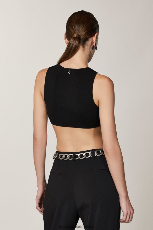 strój Patrizia Pepe Nero kobiety Krótki top z wiskozy 866488399