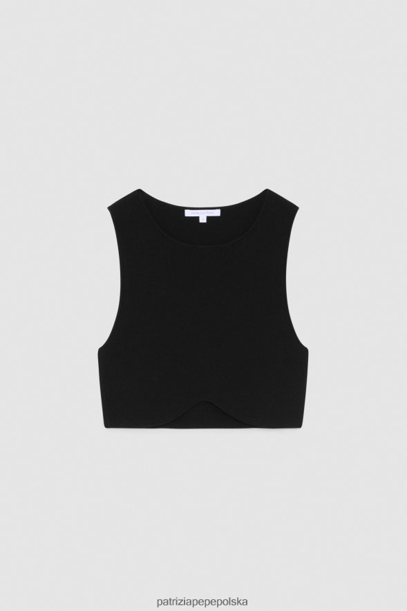 strój Patrizia Pepe Nero kobiety Krótki top z wiskozy 866488399