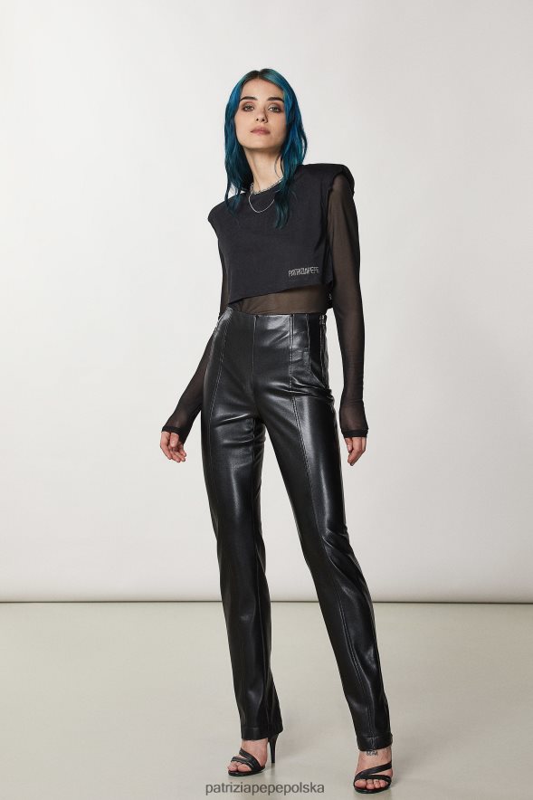 strój Patrizia Pepe Nero kobiety koszulka z miękkiego jerseyu 866488166