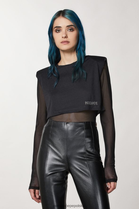 strój Patrizia Pepe Nero kobiety koszulka z miękkiego jerseyu 866488166