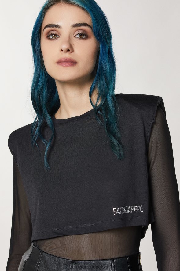 strój Patrizia Pepe Nero kobiety koszulka z miękkiego jerseyu 866488166