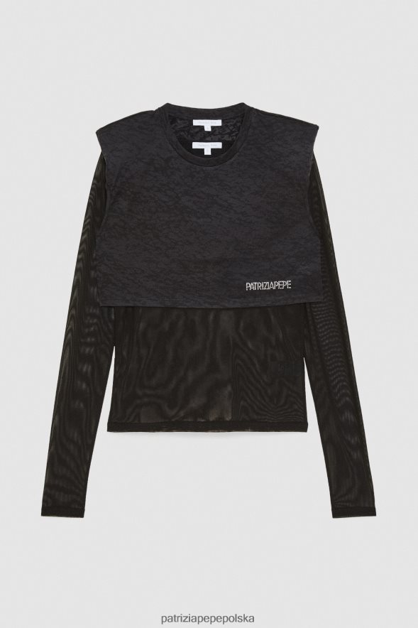 strój Patrizia Pepe Nero kobiety koszulka z miękkiego jerseyu 866488166