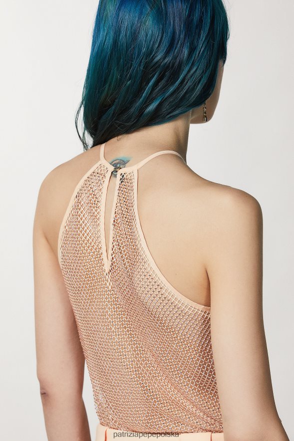 strój Patrizia Pepe astralny rumieniec kobiety top bez rękawów z kryształkami 86648882