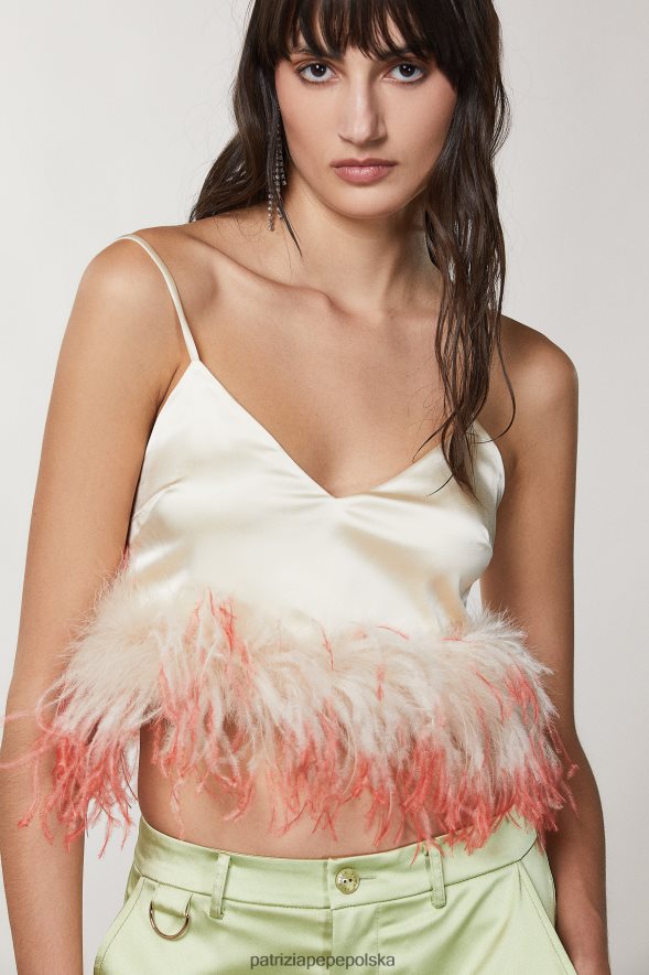 strój Patrizia Pepe beżowe martini kobiety satynowy top 866488281