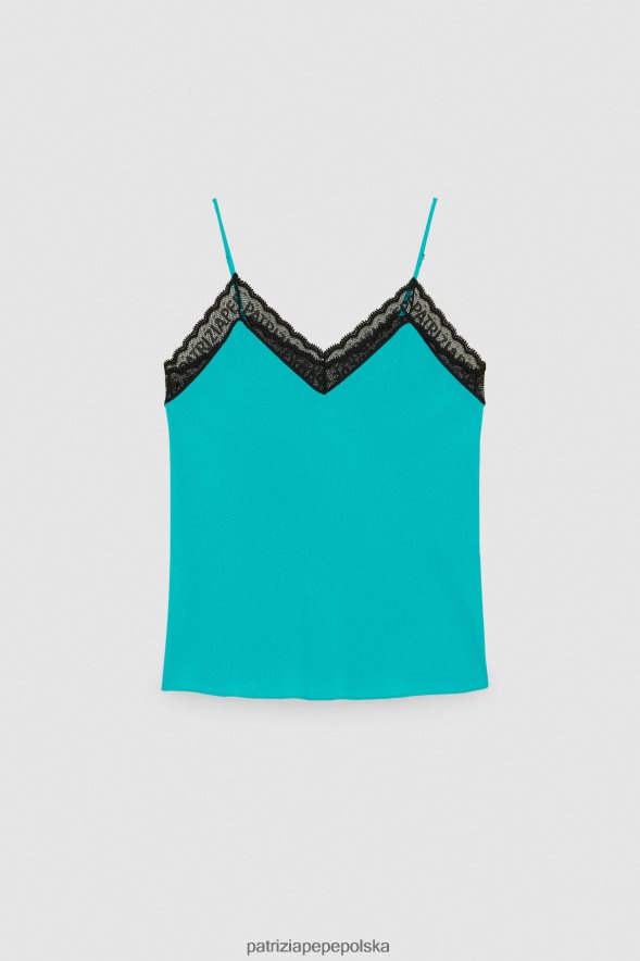 strój Patrizia Pepe iluzoryczna zieleń kobiety Wiskozowy top z wiązaniem 866488407