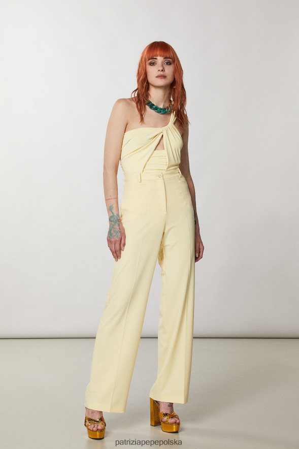 strój Patrizia Pepe klarowność żółta kobiety body na jedno ramię 866488297