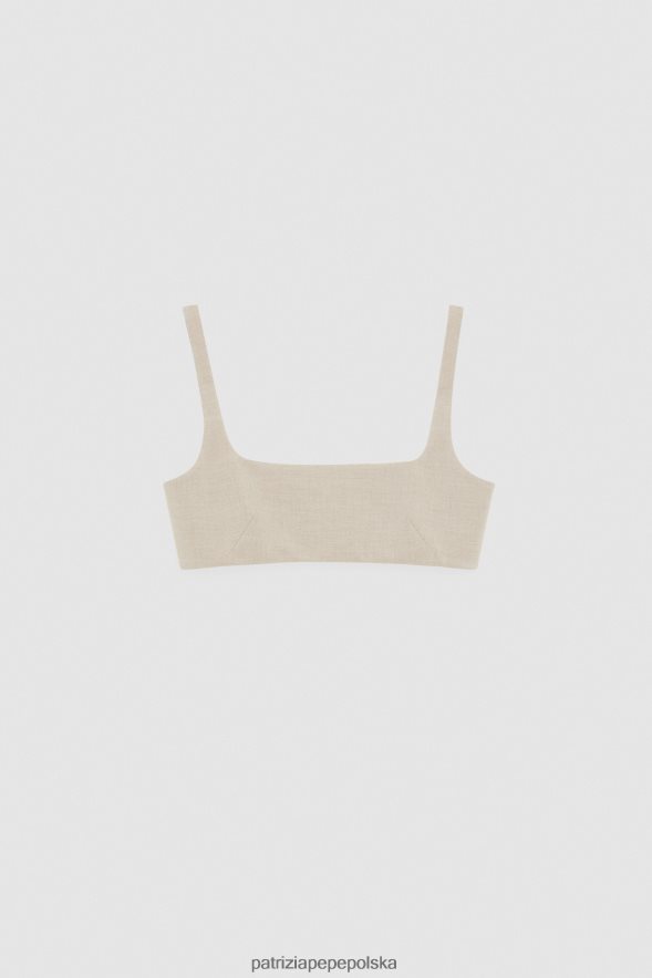 strój Patrizia Pepe naturalna mieszanka kobiety top z kwadratowym dekoltem 866488428