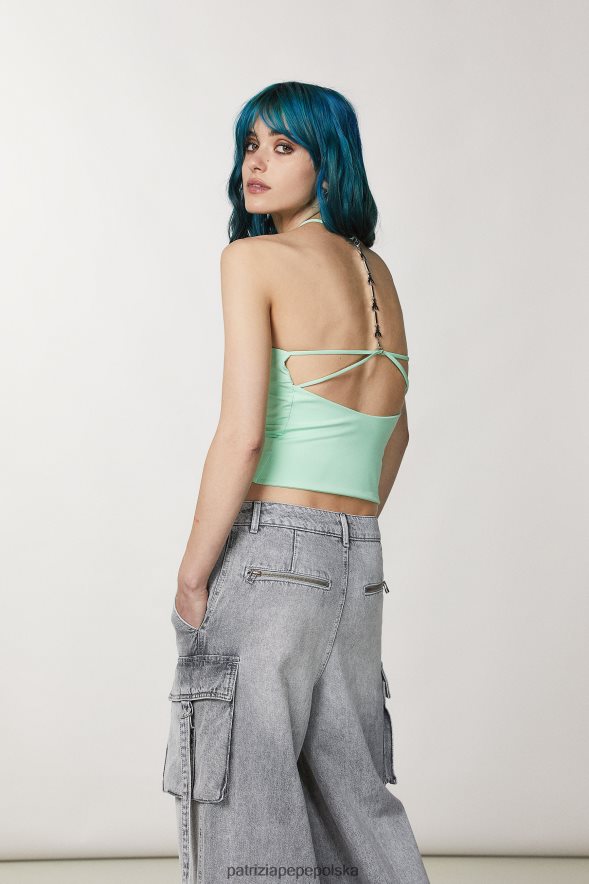 strój Patrizia Pepe planeta zielona kobiety Jerseyowy top bez rękawów 86648862