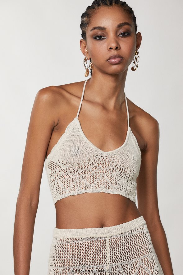 strój Patrizia Pepe pościel biała kobiety bawełniany top wykonany na szydełku 866488196