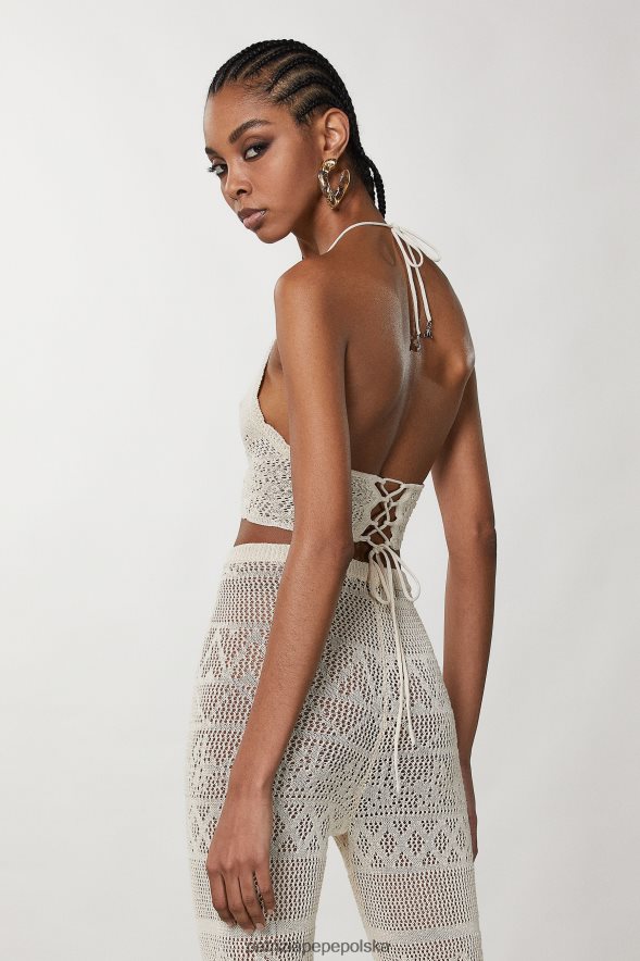 strój Patrizia Pepe pościel biała kobiety bawełniany top wykonany na szydełku 866488196