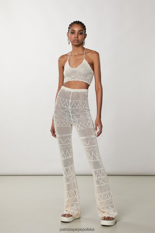 strój Patrizia Pepe pościel biała kobiety bawełniany top wykonany na szydełku 866488196