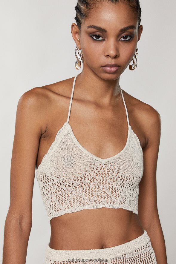 strój Patrizia Pepe pościel biała kobiety bawełniany top wykonany na szydełku 866488196